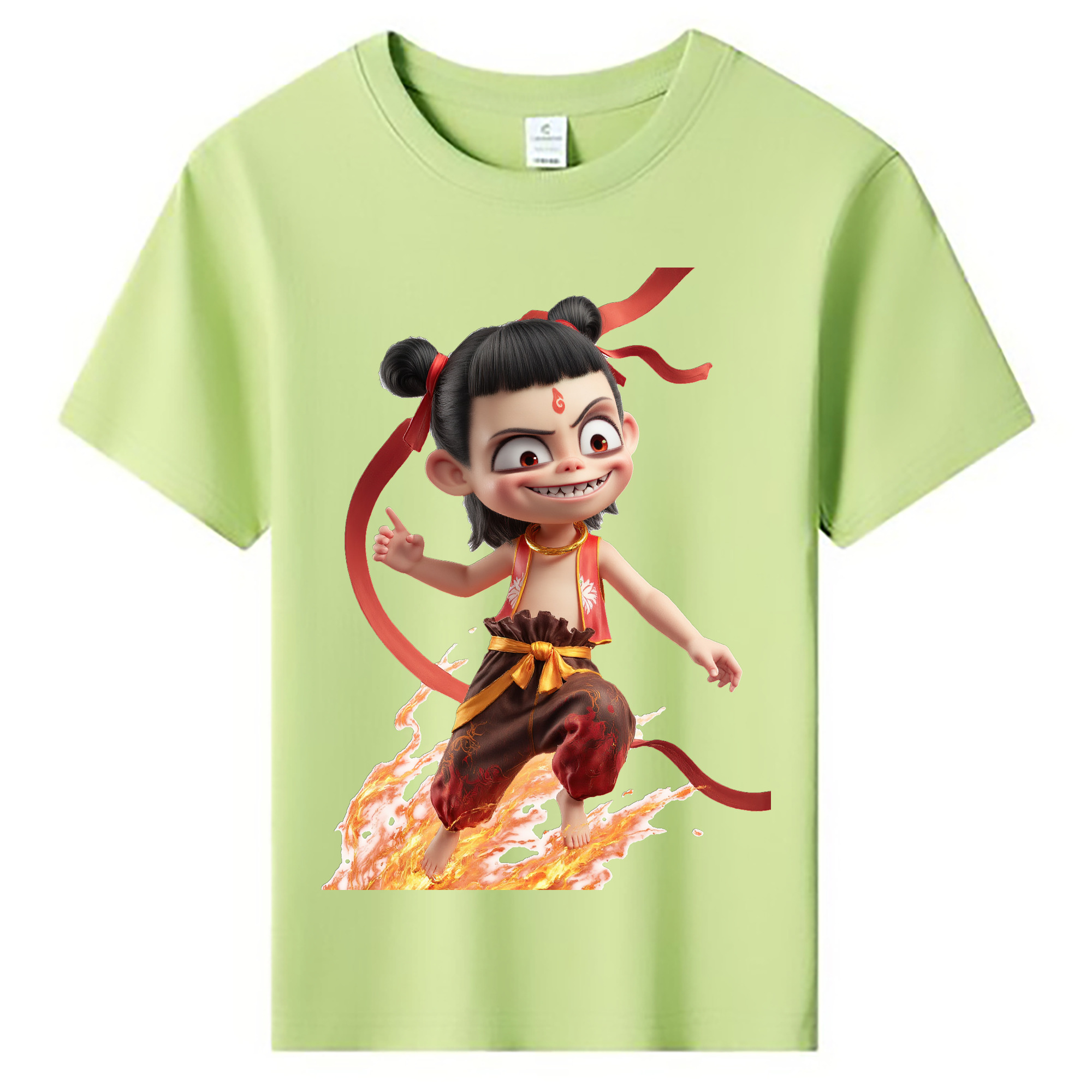 （画像用） Ne Zha 2 ナタ 魔童の大暴れ 綿100％キッズTシャツ（フロントプリント）